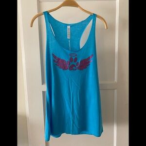 Rhinestone Angel Fur Baby Turquoise Ladies Tank